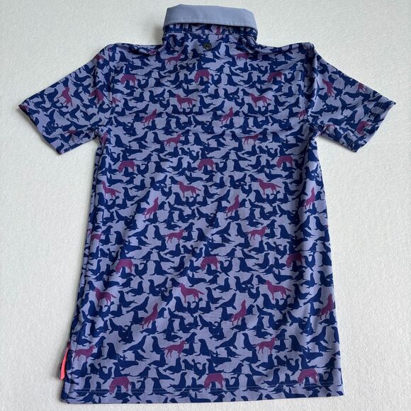 Greyson Youth Seals and Wolf Pring Polo Boys L 8-9 Blue Golf Performance Preppy - Picture 6 of 9